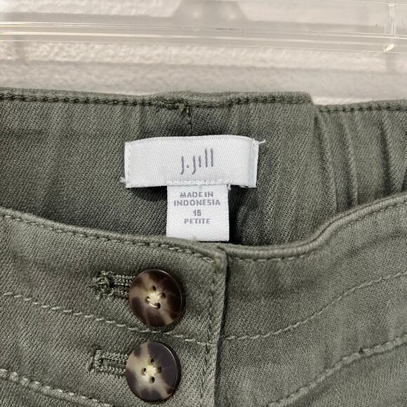 J.Jill Cargo Pants 15P Sage Green Stretch Embroidered Pockets Ankle Utility - Picture 4 of 8